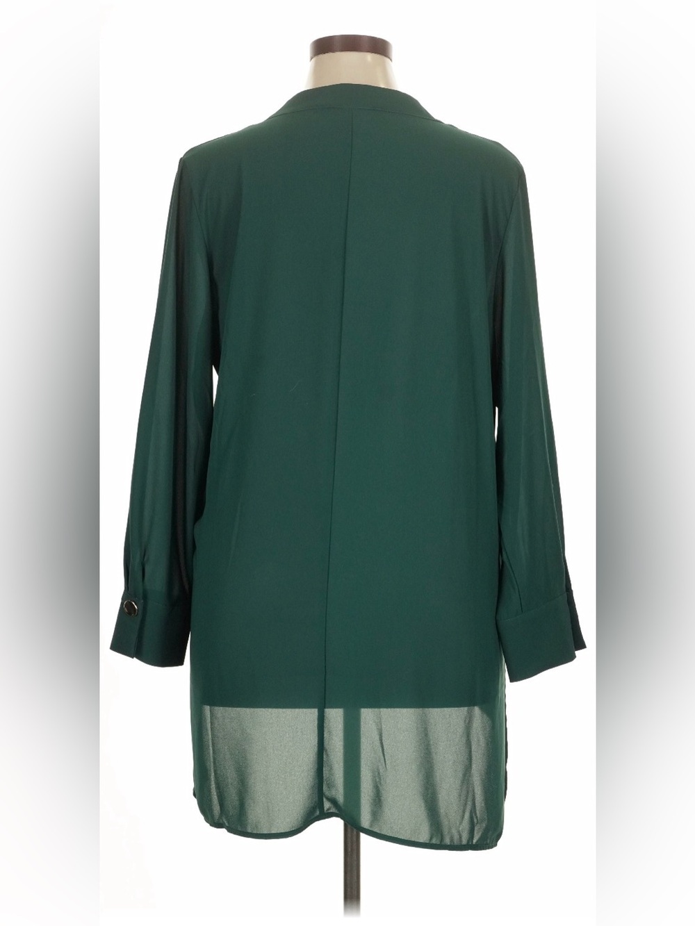 ELOQUII Blouse Top Tunic Womens Lg Pull Over Long Sleeve V-Neck Solid Green New - Picture 2 of 8